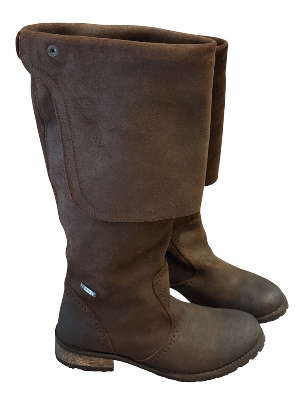 Vintage DIESEL Alison Brown Leather Suede Knee High Riding Fold Over Boots Sz 7
